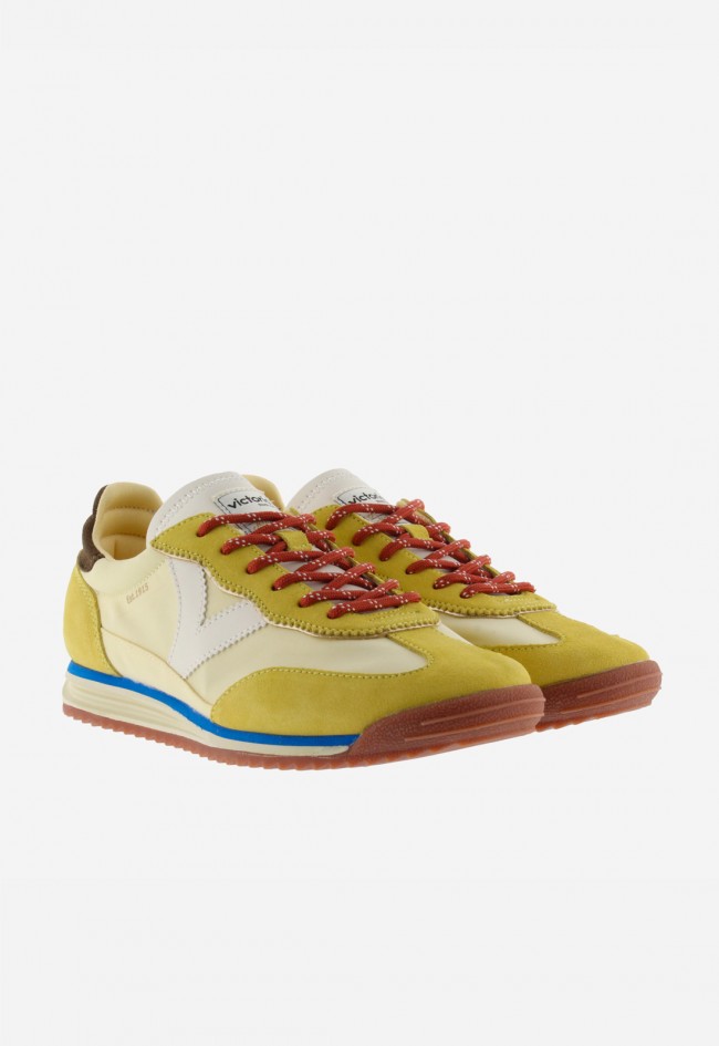 Sneakers retro Victoria Saturno para mujer en nylon y serraje con suela dentada