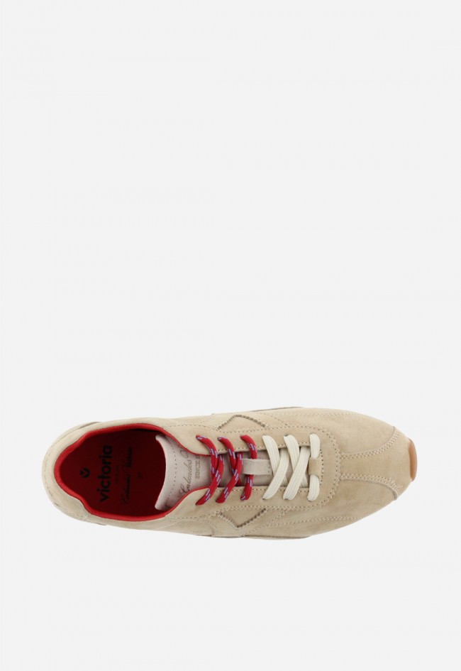 Sneakers Victoria Aster para mujer en serraje con doble cordón y suela dentada