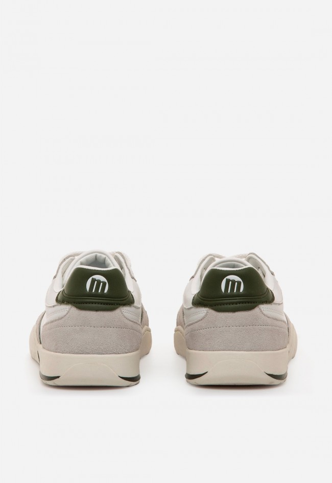 Zapatillas Mustang Free Orbit hombre: barefoot de piel en blanco roto con detalle kaki, comodidad natural