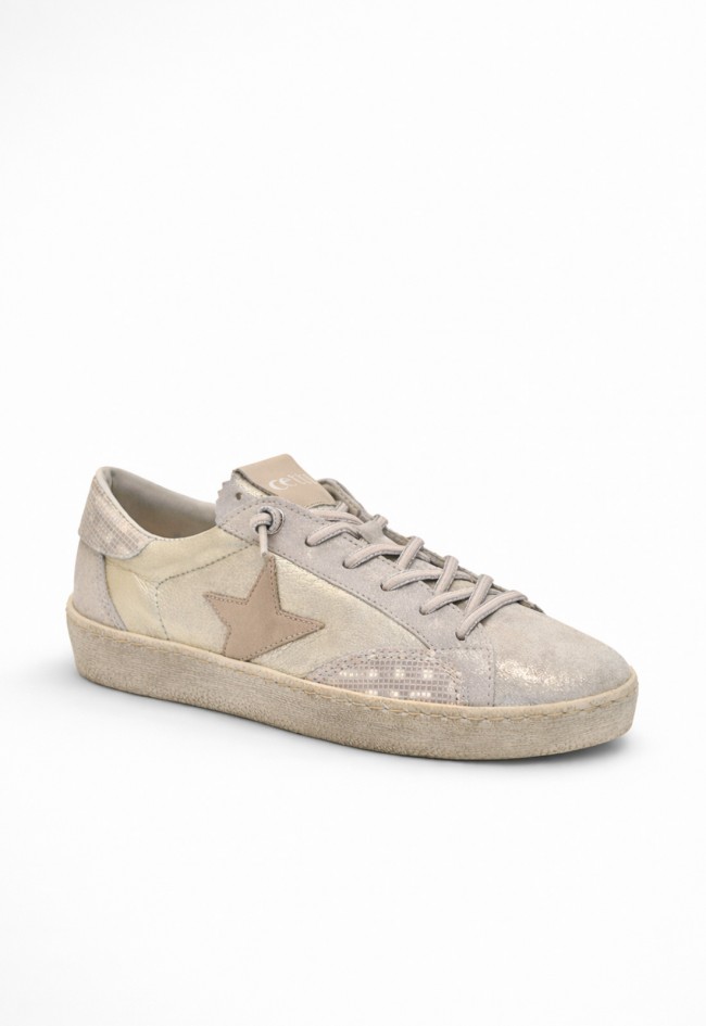 Zapatillas Cetti C-1342 Saturno Champagne de piel con estilo casual sofisticado