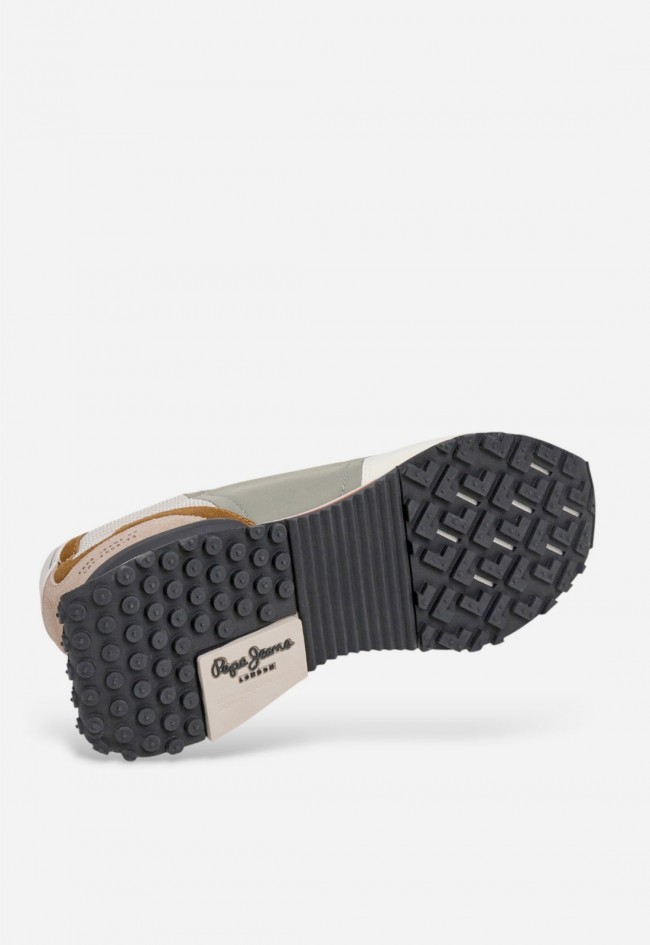 Zapatillas Pepe Jeans pms600023 de hombre en piel beige con diseño deportivo urbano