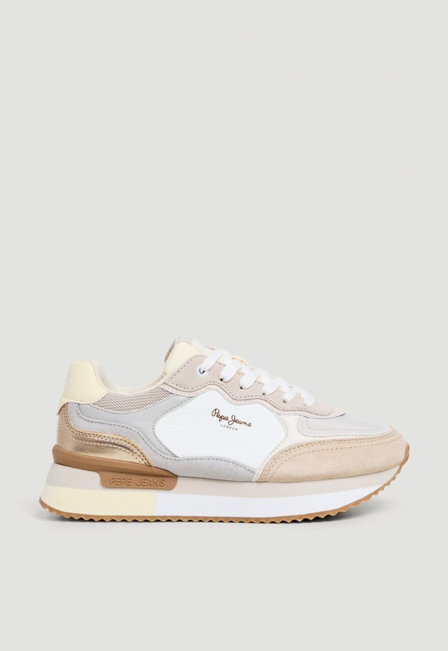 Zapatillas deportivas Pepe Jeans PLS600041 para mujer en beige con plataforma