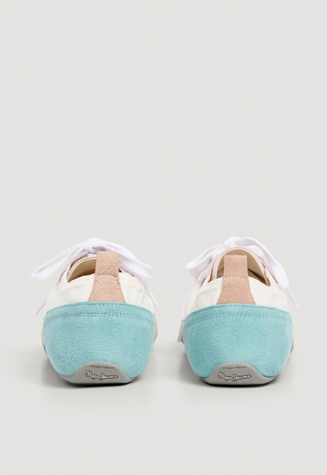 Zapatillas retro para mujer Pepe Jeans PLS600058 “Noa” – multicolor con ante y suela caramelo