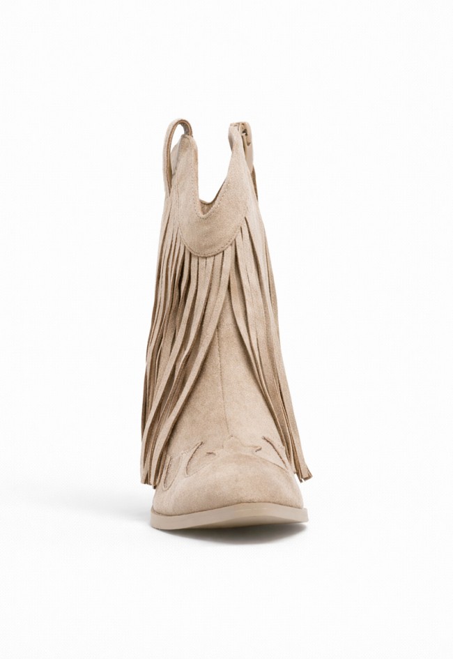 Botín cowboy de mujer Niko Amore 20191 taupe con flecos