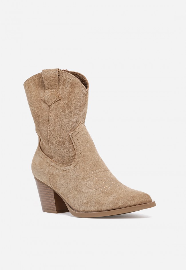 Botín cowboy de mujer Niko Amore 20192 de piel camel con cremallera interna