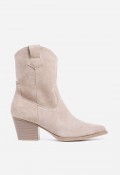 Botín cowboy de mujer Niko Amore de piel modelo 20192 en color taupe, de inspiración western y diseño atemporal.