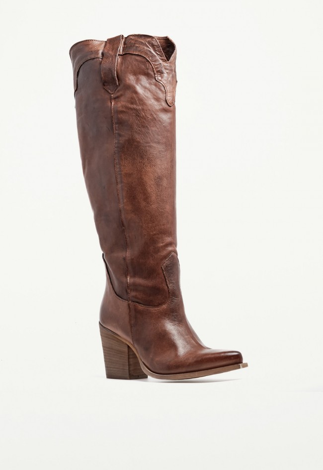 Bota cowboy alta de mujer en piel color cuero GLO Sexy – estilo western con carácter