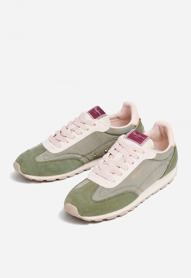 Zapatillas deportivas de mujer retro Pepe Jeans Jane Subtle verdes con estilo vintage