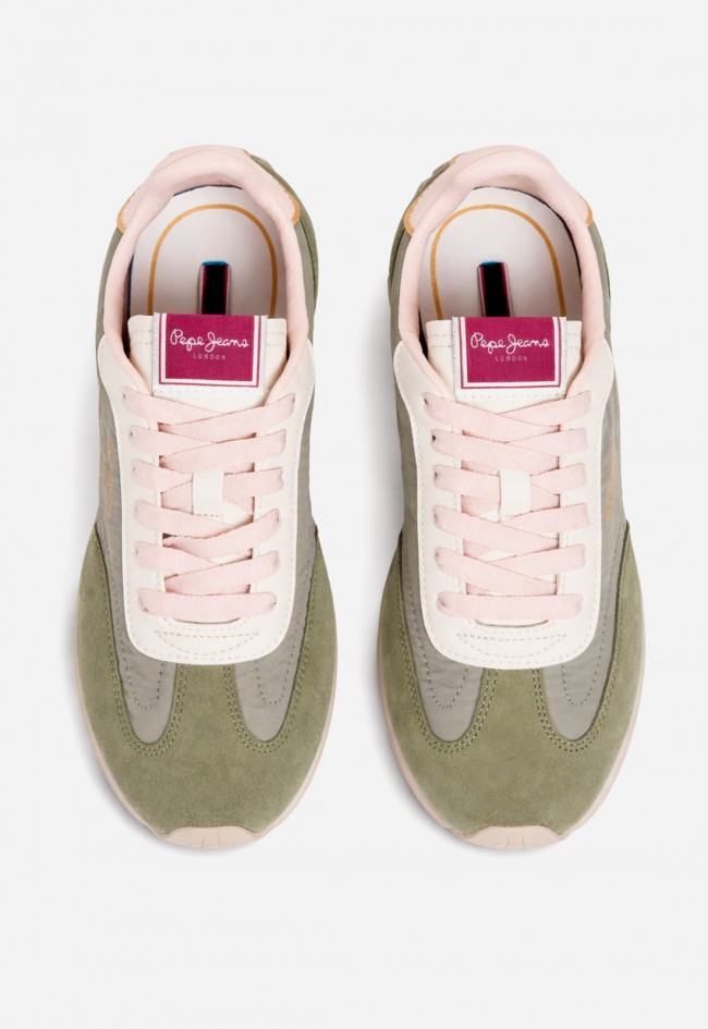 Zapatillas deportivas de mujer retro Pepe Jeans Jane Subtle verdes con estilo vintage
