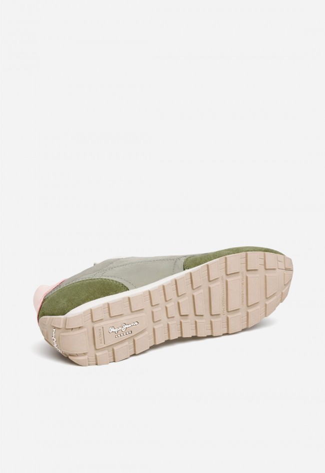 Zapatillas deportivas de mujer retro Pepe Jeans Jane Subtle verdes con estilo vintage