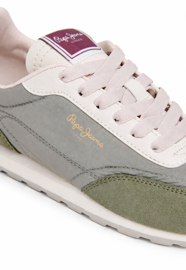 Zapatillas deportivas de mujer retro Pepe Jeans Jane Subtle verdes con estilo vintage