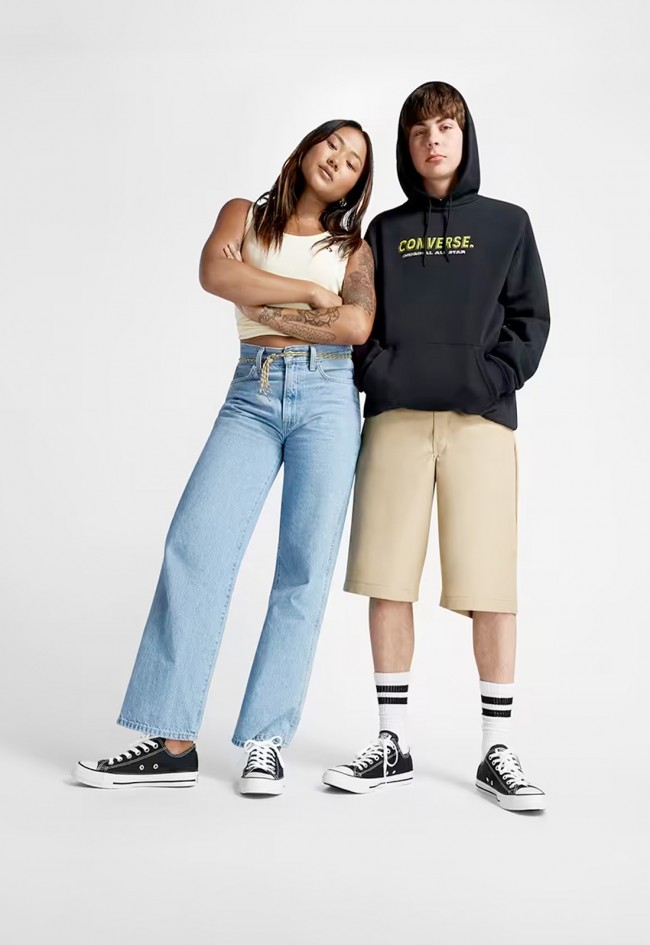 Converse Chuck Taylor All Star Classic negro hombre – zapatillas bajas icónicas corte ancho