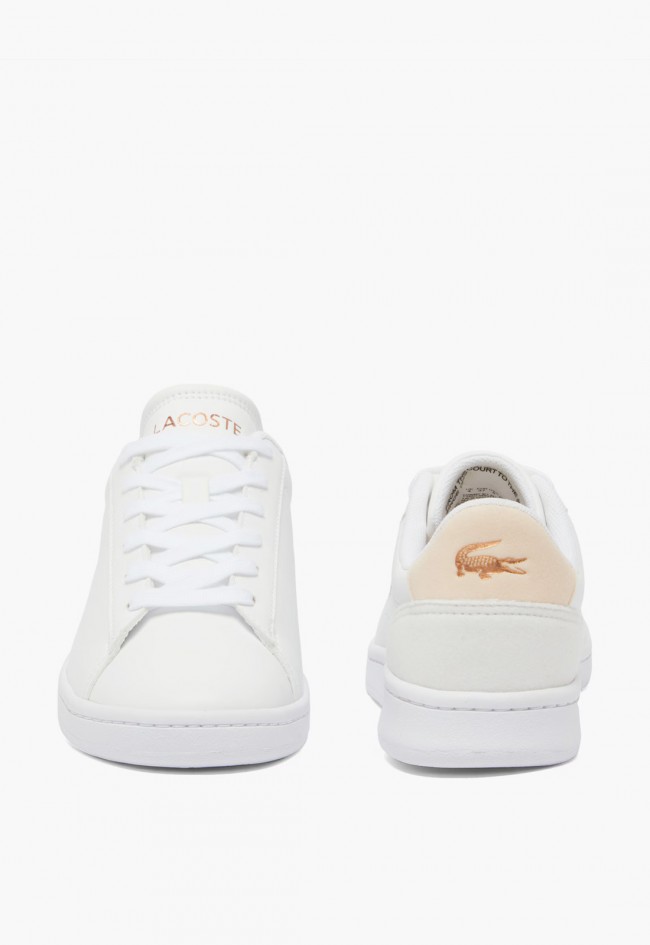 Lacoste Carnaby Set Junior Blush mujer – zapatillas blancas con detalles oro rosa