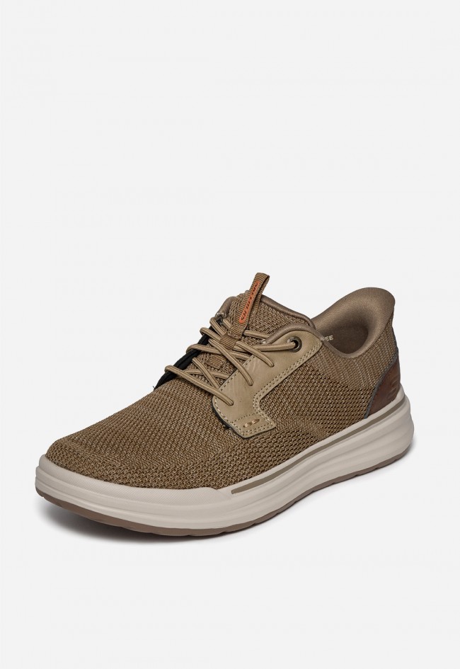 Zapatillas de hombre Skechers Slip-Ins Relaxed Fit Sterling taupe – manos libres y confort premium