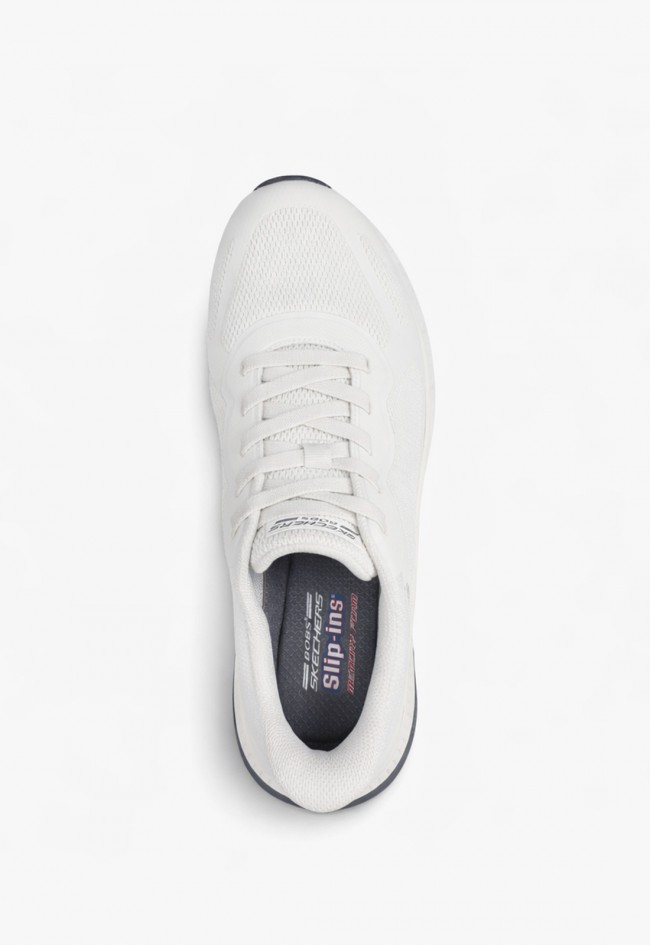 Zapatillas de hombre Skechers Slip-Ins Bobs Squad 4 blancas – manos libres y máximo confort diario