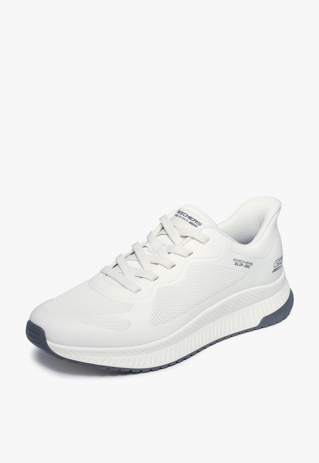 Zapatillas de hombre Skechers Slip-Ins Bobs Squad 4 blancas – manos libres y máximo confort diario