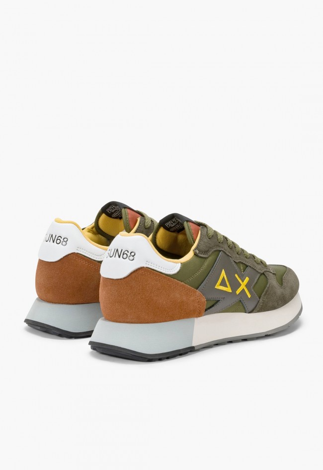 SUN68 Jaki 2.0 Solid kaki Hombre – Sneaker Urbana en Tonos Naturales con Contraste