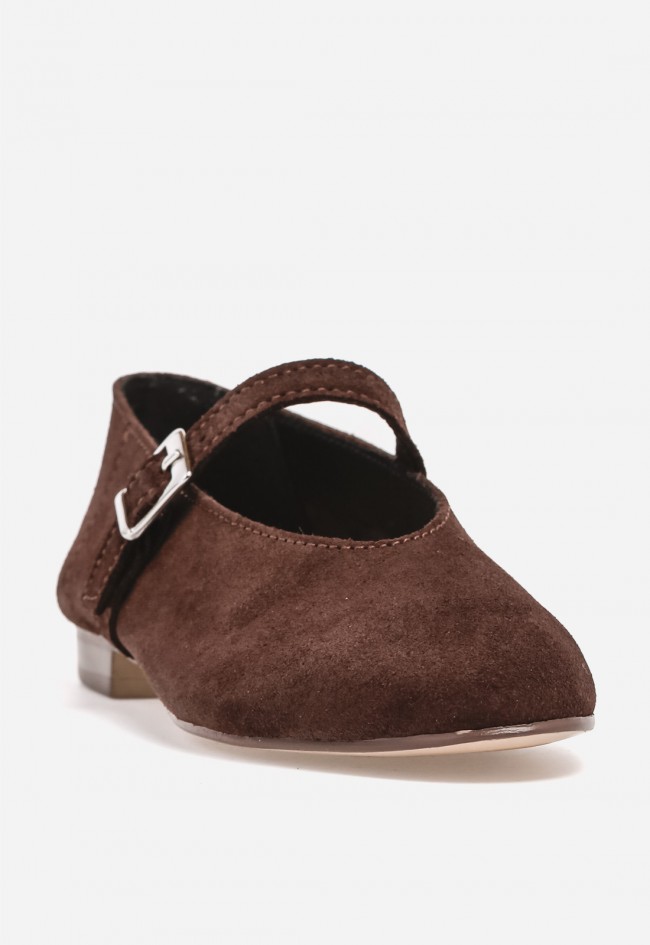 Bailarina de Piel Mujer VAS 6405 Color Moka – Estilo Mary Jane Elegante y Confort Diario