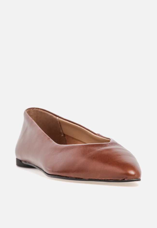Bailarina de piel mujer VAS 8821 color cuero – Básica elegante y muy cómoda