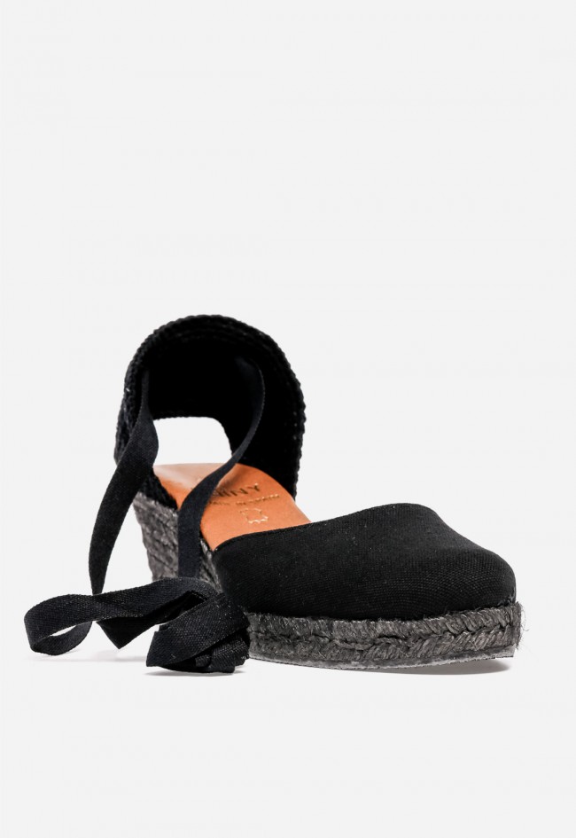 Alpargata de cuña mujer Shiny 5007 negra – estilo mediterráneo cómoda