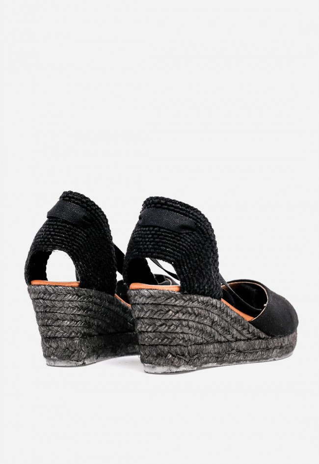 Alpargata de cuña mujer Shiny 5007 negra – estilo mediterráneo cómoda