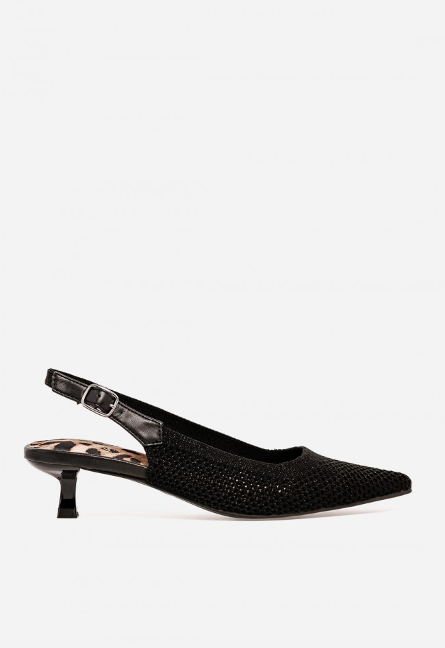 Zapato destalonado mujer La Strada 2403346 – salón negro elegante con tacón bajo
