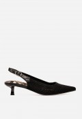 Zapato destalonado mujer La Strada 2403346 – salón negro elegante con tacón bajo