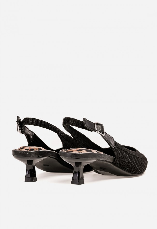 Zapato destalonado mujer La Strada 2403346 – salón negro elegante con tacón bajo