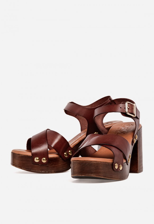Sandalia mujer piel KAOLA 3650 – sandalia de tacón ancho cómoda con plataforma