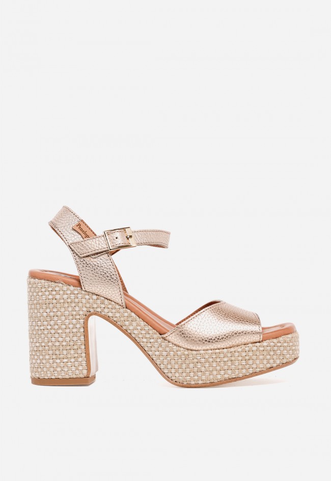 Sandalia de tacón mujer Penelope 6459 en piel con plataforma y tacón ancho cómodo