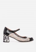 Zapato retro elegante mujer Nemonic 2506 en piel – zapato de vestir con tacón ancho
