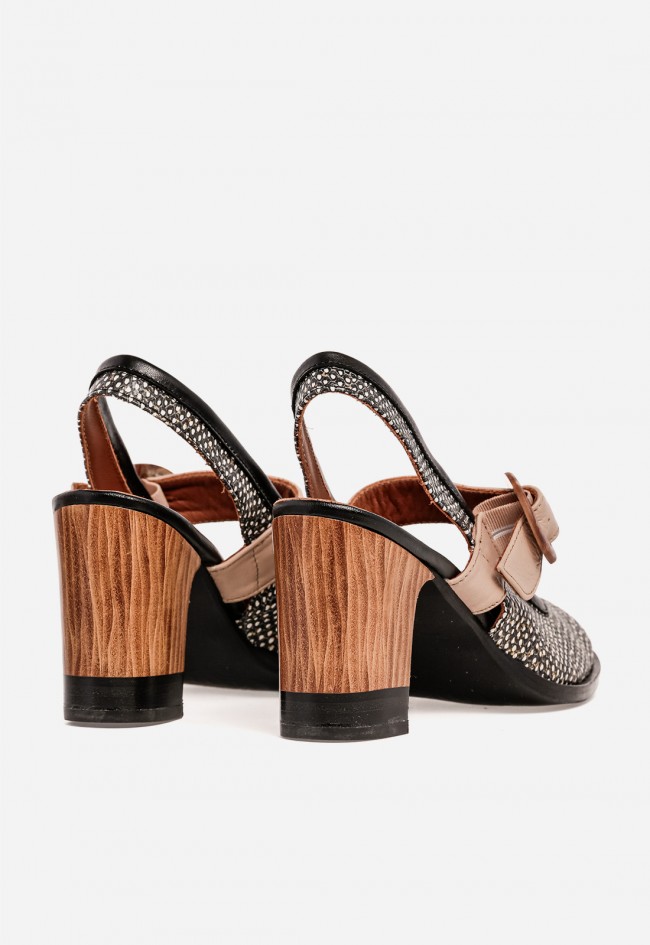 Zapato destalonado elegante mujer Nemonic 2306 en piel – zapato retro de tacón ancho