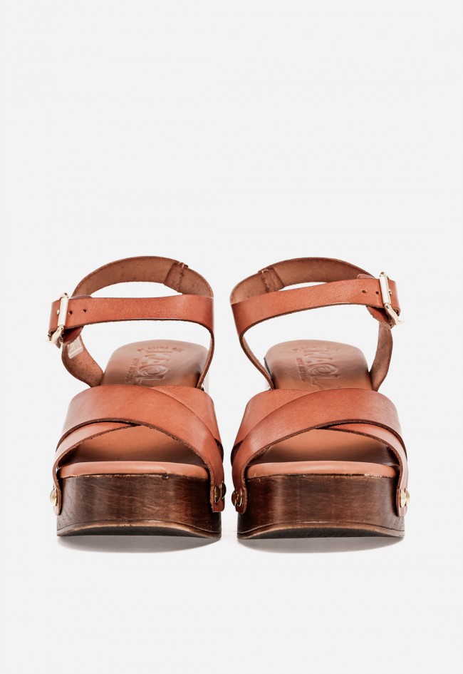 Sandalia de tacón mujer Kaola 3650 – sandalia de piel con plataforma y tacón ancho
