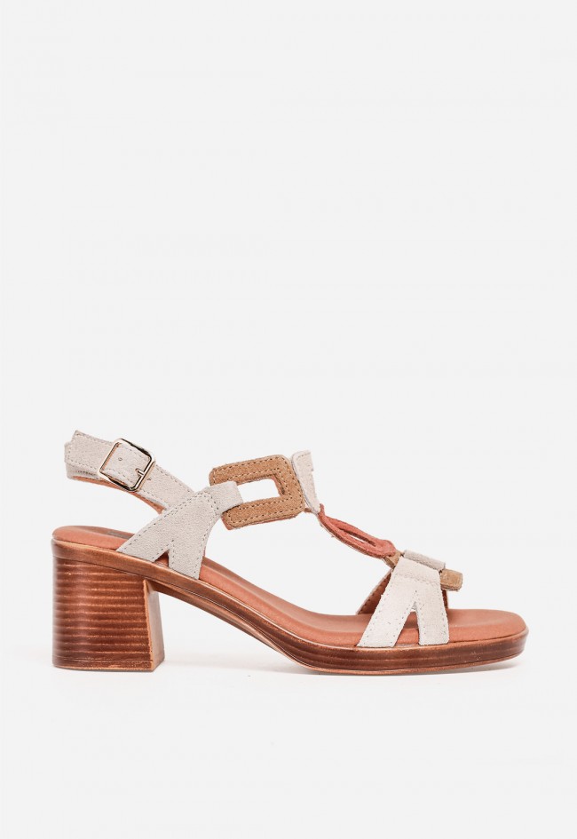 Sandalia de tacón mujer VAS New Gótica 13 – sandalia de piel con tacón ancho y diseño geométrico