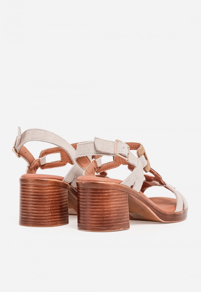 Sandalia de tacón mujer VAS New Gótica 13 – sandalia de piel con tacón ancho y diseño geométrico