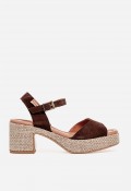 Sandalia de tacón mujer Penélope 6461 color moka – sandalia de piel con plataforma y tacón ancho