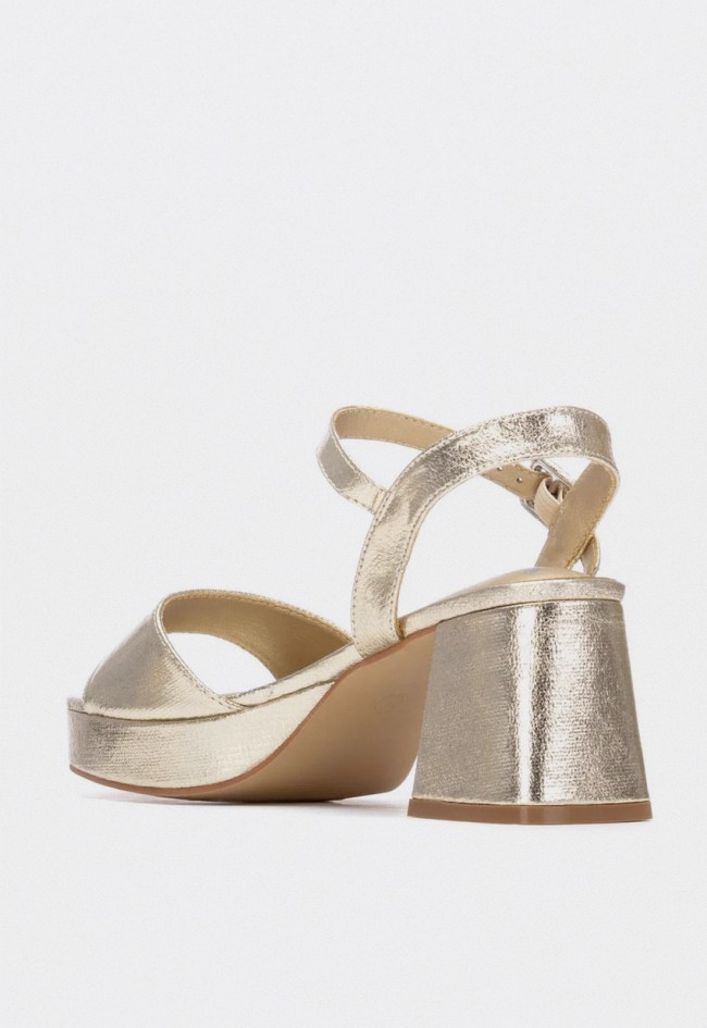 Sandalia Xti 14513703 oro mujer – sandalia de tacón ancho con plataforma