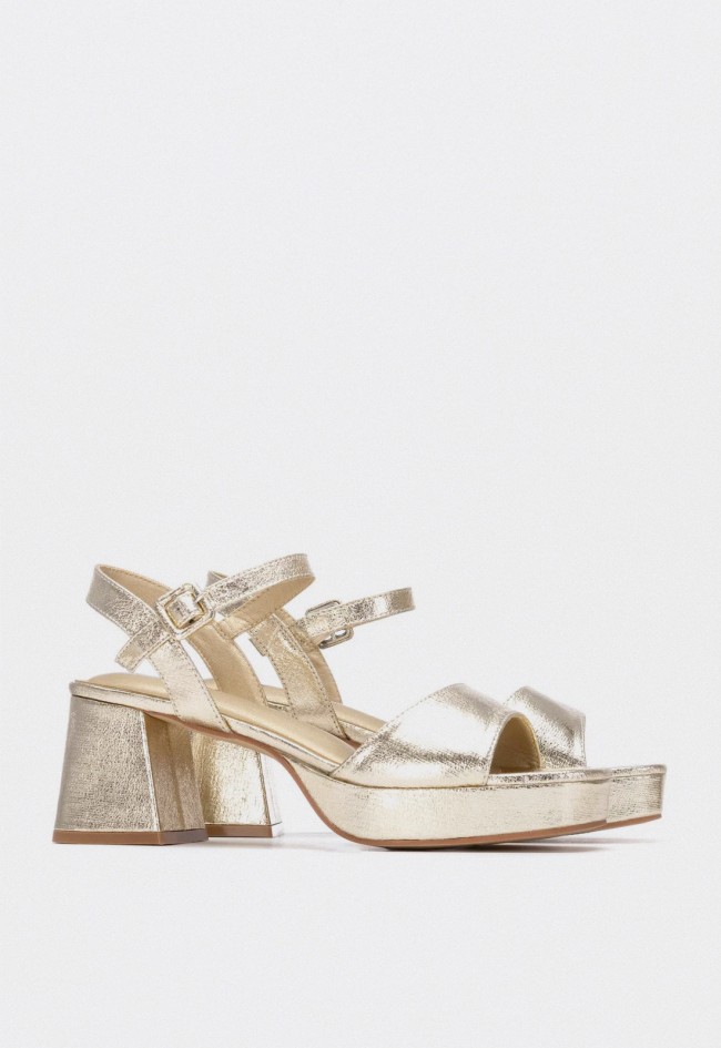 Sandalia Xti 14513703 oro mujer – sandalia de tacón ancho con plataforma