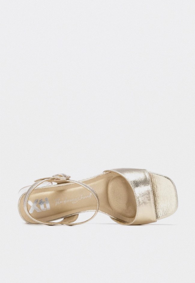 Sandalia Xti 14513703 oro mujer – sandalia de tacón ancho con plataforma