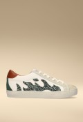 Zapatillas GAMIN Dopamine mujer blancas con glitter verde – sneaker premium piel y serraje
