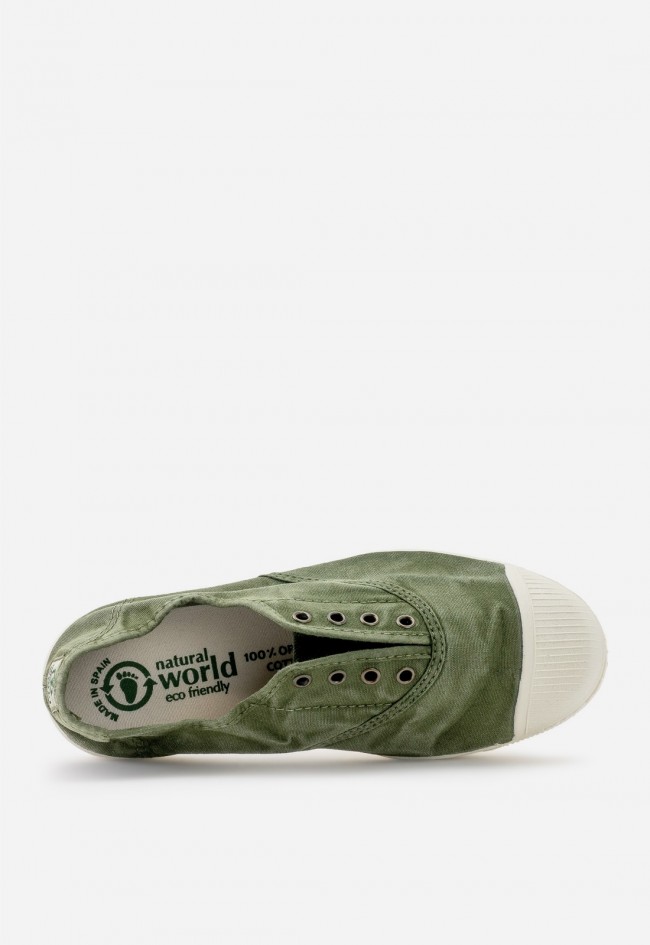 Natural World Old Lavanda 102E mujer – zapatillas ecológicas de lona kaki casual y versátiles