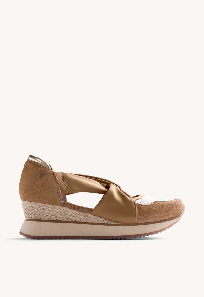 Zapatillas abiertas Gioseppo Vuka cuña – sneakers abiertas de piel y crochet con plataforma