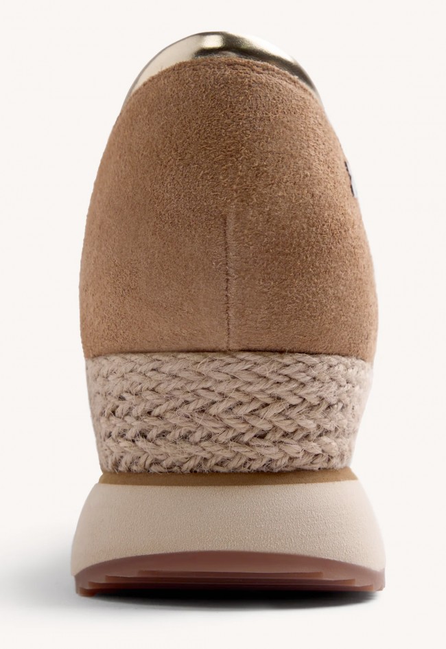 Zapatillas abiertas Gioseppo Vuka cuña – sneakers abiertas de piel y crochet con plataforma