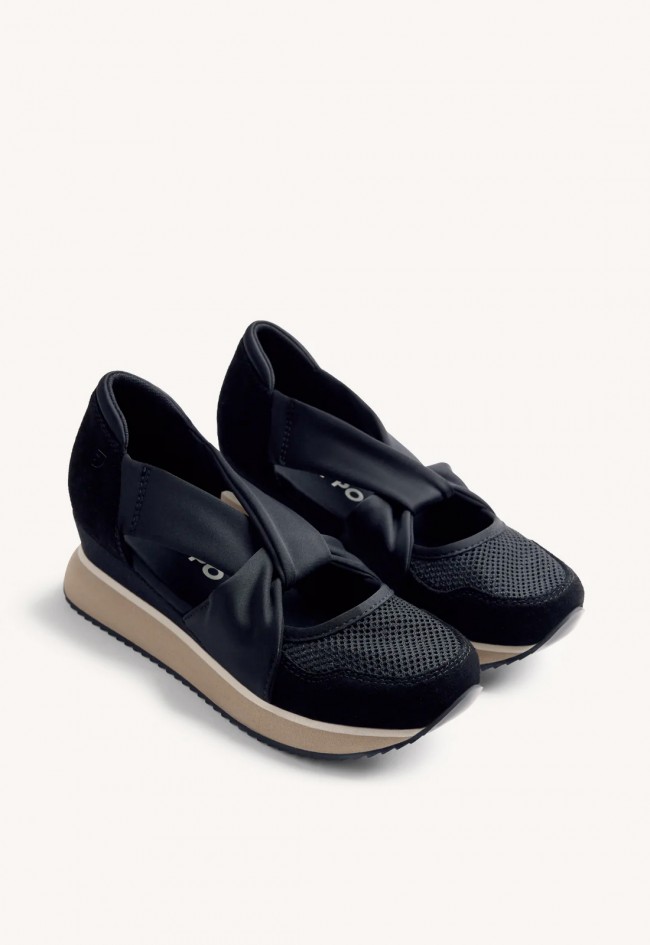 Zapatillas abiertas Gioseppo Tuhelj cuña – sneakers abiertas de piel y rejilla con plataforma