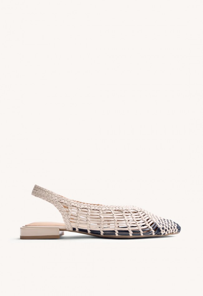 Bailarinas destalonadas Gioseppo Magarini piel trenzada – zapato plano bicolor con punta fina