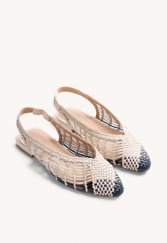 Bailarinas destalonadas Gioseppo Magarini piel trenzada – zapato plano bicolor con punta fina