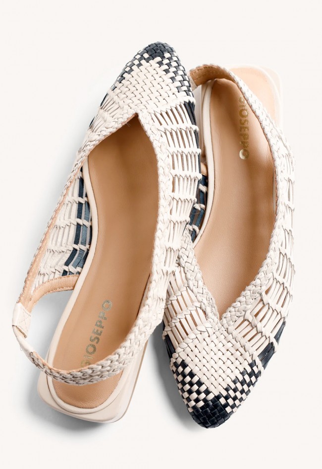Bailarinas destalonadas Gioseppo Magarini piel trenzada – zapato plano bicolor con punta fina