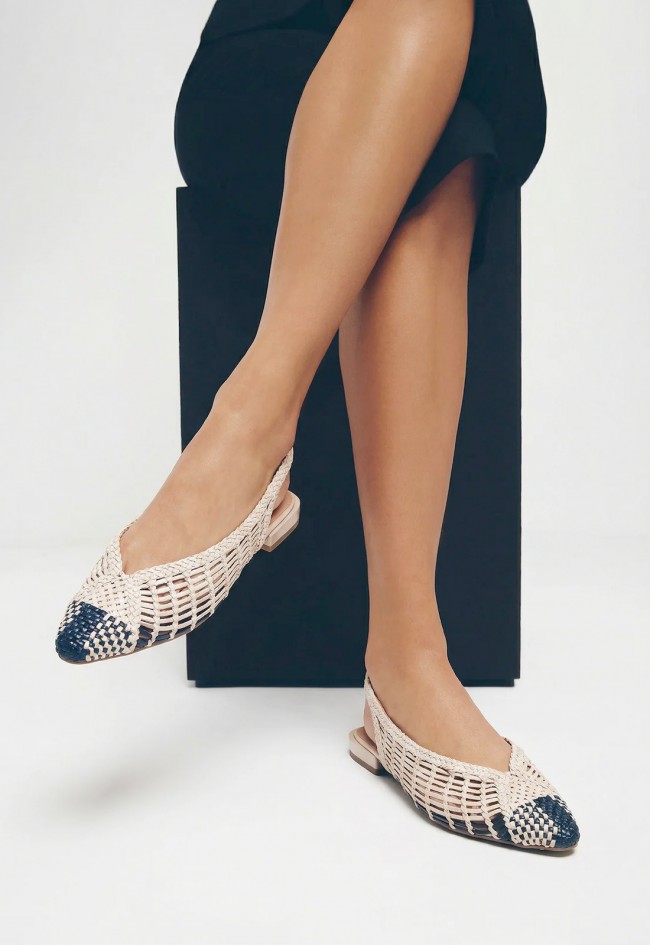 Bailarinas destalonadas Gioseppo Magarini piel trenzada – zapato plano bicolor con punta fina