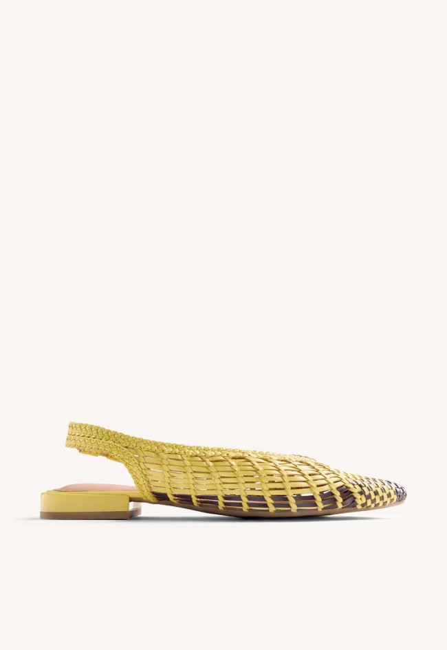 Bailarinas destalonadas Gioseppo Magarini piel trenzada amarilla – zapato plano con punta fina