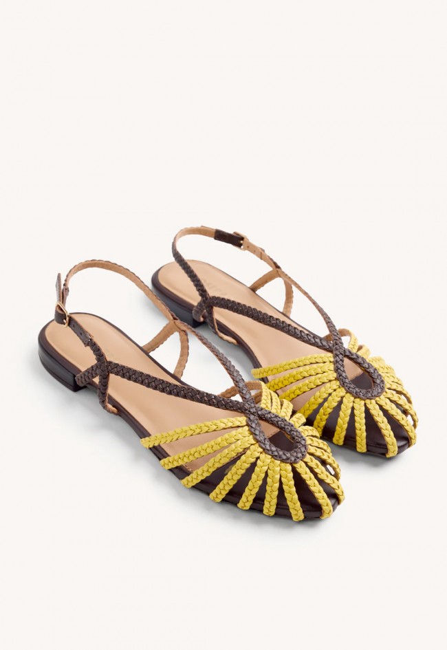 Sandalias cangrejeras Gioseppo Masalani piel trenzada – sandalias planas bicolor con cierre al tobillo